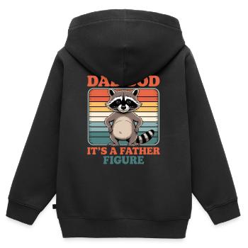Raccoon Father Figure Retro Tee - Kinder Premium Organic Zip Hoodie - Schwarz - Hinten - AI Model Kid Male (0cm)