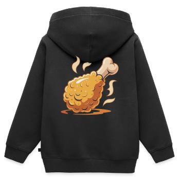 Dessin animé croustillant à la cuisse de poulet - Sweat Premium à capuche zippé enfant bio - noir - Dos - AI Model Kid Male (0cm)