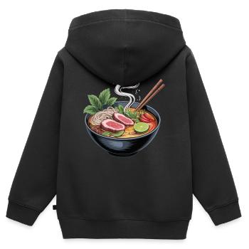 Ramen-Bowl mit Lamm und Limette - Kinder Premium Organic Zip Hoodie - Schwarz - Hinten - AI Model Kid Male (0cm)