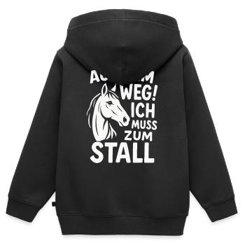 Écartez-vous, je dois aller à l’écurie - Sweat Premium à capuche zippé enfant bio - noir - Dos - AI Model Kid Male (0cm)