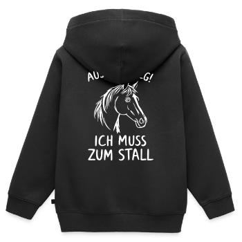 En me dégageant, je dois aller à l’écurie, Cavalier - Sweat Premium à capuche zippé enfant bio - noir - Dos - AI Model Kid Male (0cm)