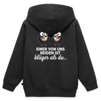 Einer von uns ist klüger als du! - Kinder Premium Organic Zip Hoodie - Schwarz - Hinten - AI Model Kid Male (0cm)