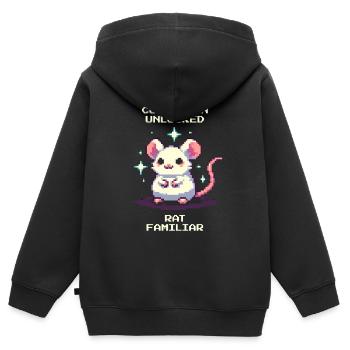 Kleiner Begleiter freigeschaltet | Ratte - Kinder Premium Organic Zip Hoodie - Schwarz - Hinten - AI Model Kid Male (0cm)