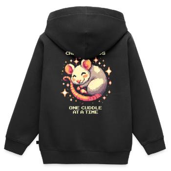 Hauptquest: Vorurteile abbauen | Haustier Ratte - Kinder Premium Organic Zip Hoodie - Schwarz - Hinten - AI Model Kid Male (0cm)