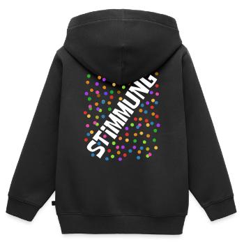 Carnaval - Carnaval - Atmosphère - Confettis - Sweat Premium à capuche zippé enfant bio - noir - Dos - AI Model Kid Male (0cm)