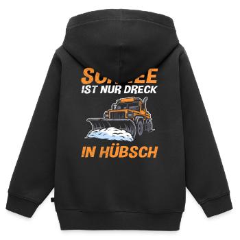 Schneeräumer SCHNEE IST NUR DRECK IN HÜBSCH - Kinder Premium Organic Zip Hoodie - Schwarz - Hinten - AI Model Kid Male (0cm)