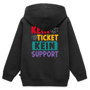 Nerd Computer KEIN TICKET KEIN PROBLEM LUSTIG - Kinder Premium Organic Zip Hoodie - Schwarz - Hinten - AI Model Kid Male (0cm)