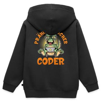 Programmation PRÉHISTORIQUE : Divertissement du CODER - Sweat Premium à capuche zippé enfant bio - noir - Dos - AI Model Kid Male (0cm)
