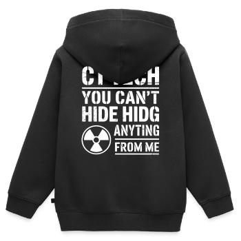 CT Tech: Nichts zu verbergen - Kinder Premium Organic Zip Hoodie - Schwarz - Hinten - AI Model Kid Male (0cm)