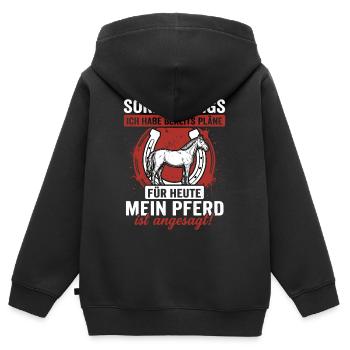 Sorry Jungs Mein Pferd ist angesagt! Reiter Shirt - Kinder Premium Organic Zip Hoodie - Schwarz - Hinten - AI Model Kid Male (0cm)