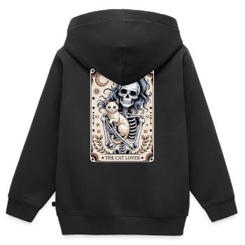 Die Katzenliebhaber-Tarotkarte - Kinder Premium Organic Zip Hoodie - Schwarz - Hinten - AI Model Kid Male (0cm)
