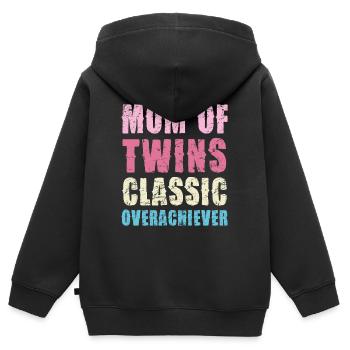 Mama von Zwillingen – Klassisch Überflieger - Kinder Premium Organic Zip Hoodie - Schwarz - Hinten - AI Model Kid Male (0cm)