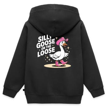 Silly Goose On The Loose - Kids Premium Organic Zip-up Hoodie - black - Back - AI Model Kid Male (0cm)