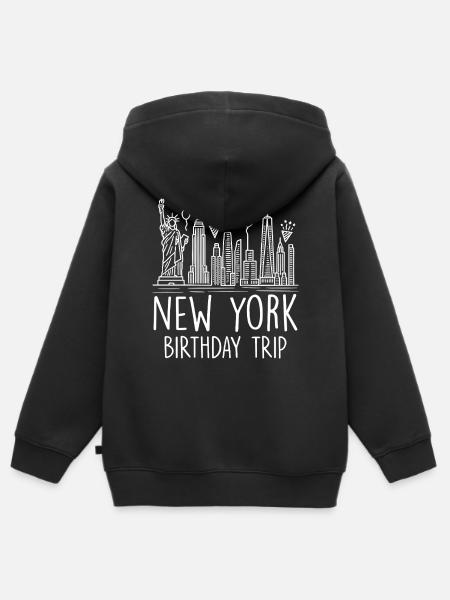 New York Birthday Trip - Kinder Premium Organic Zip Hoodie - Schwarz