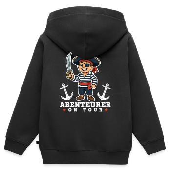 Pirat und Abenteurer - Kinder Premium Organic Zip Hoodie - Schwarz - Hinten - AI Model Kid Male (0cm)