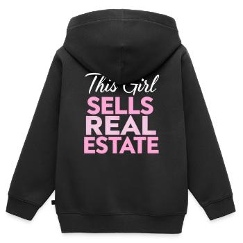 This Girl Sells Real Estate - Kinder Premium Organic Zip Hoodie - Schwarz - Hinten - AI Model Kid Male (0cm)