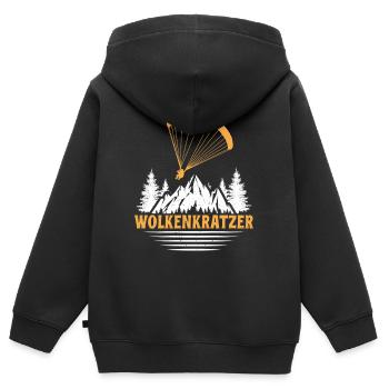 Parapente GRATTE-CIEL DRÔLE - Sweat Premium à capuche zippé enfant bio - noir - Dos - AI Model Kid Male (0cm)