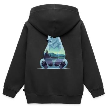 Polarbär mit Berglandschaft Innenmotiv - Kinder Premium Organic Zip Hoodie - Schwarz - Hinten - AI Model Kid Male (0cm)