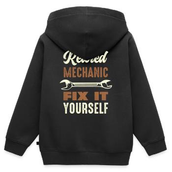 Ruhiger Mechaniker Reparier Es Selbst - Kinder Premium Organic Zip Hoodie - Schwarz - Hinten - AI Model Kid Male (0cm)