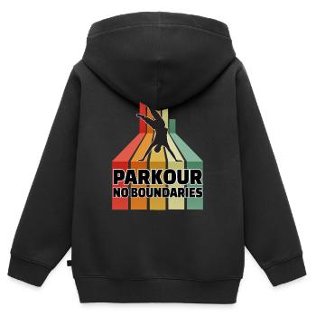 Parkour sans frontières - Sweat Premium à capuche zippé enfant bio - noir - Dos - AI Model Kid Male (0cm)