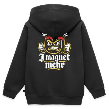 J’attire plus d’aimants | Jeu de mots magnétique, museau plein - Sweat Premium à capuche zippé enfant bio - noir - Dos - AI Model Kid Male (0cm)