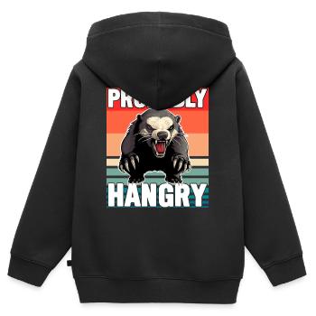 Blaireau à miel probablement affamé - Sweat Premium à capuche zippé enfant bio - noir - Dos - AI Model Kid Male (0cm)