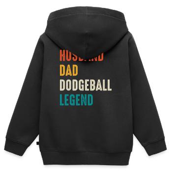 Légende du ballon au prisonnier : Mari Papa - Sweat Premium à capuche zippé enfant bio - noir - Dos - AI Model Kid Male (0cm)