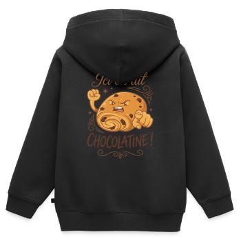 Hier sagen wir Chocolatine! - Kinder Premium Organic Zip Hoodie - Schwarz - Hinten - AI Model Kid Male (0cm)