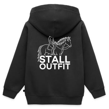 Équipe d’écurie de cavalier à cheval - Sweat Premium à capuche zippé enfant bio - noir - Dos - AI Model Kid Male (0cm)