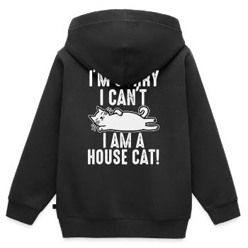 Es tut mir leid, ich kann nicht. Ich bin eine Hauskatze. - Kinder Premium Organic Zip Hoodie - Schwarz - Hinten - AI Model Kid Male (0cm)