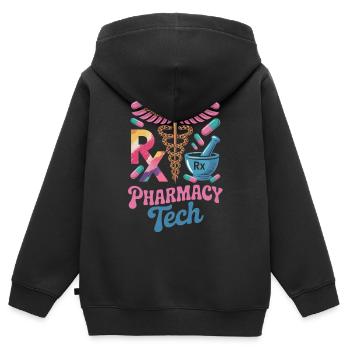 Art de la pharmacie Rx Tech - Sweat Premium à capuche zippé enfant bio - noir - Dos - AI Model Kid Male (0cm)