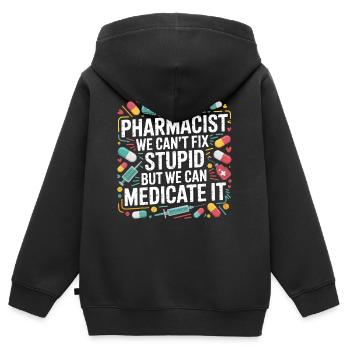 Pharmacien qui fait une blague sur les médicaments - Sweat Premium à capuche zippé enfant bio - noir - Dos - AI Model Kid Male (0cm)