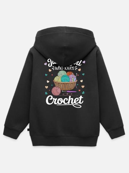 Buntes Häkeln Hobby & Wolle Liebhaberin - Kinder Premium Organic Zip Hoodie - Schwarz