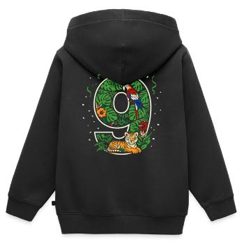 9. Geburtstag Dschungel Tiger Papagei Safari - Kinder Premium Organic Zip Hoodie - Schwarz - Hinten - AI Model Kid Male (0cm)