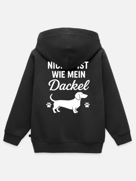 Dackel Spruch Liebe - Kinder Premium Organic Zip Hoodie - Schwarz