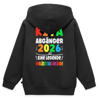 La légende de Kita Graduate 2026 quitte le site - Sweat Premium à capuche zippé enfant bio - noir - Dos - AI Model Kid Male (0cm)