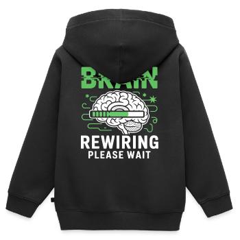 Redémarrage du cerveau Veuillez patienter - Sweat Premium à capuche zippé enfant bio - noir - Dos - AI Model Kid Male (0cm)