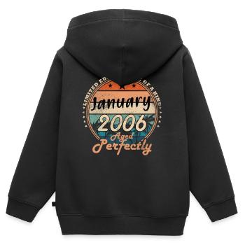 20e anniversaire Original janvier Volume 2006 - Sweat Premium à capuche zippé enfant bio - noir - Dos - AI Model Kid Male (0cm)