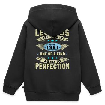 January 1981 birthday January 1981 January - Kids Premium Organic Zip-up Hoodie - black - Back - AI Model Kid Male (0cm)