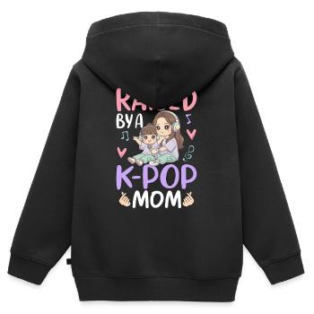Raised By A K-Pop Mom - Kinder Premium Organic Zip Hoodie - Schwarz - Hinten - AI Model Kid Male (0cm)