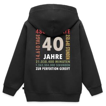 Cadeau d’anniversaire de 40 ans quarante - Sweat Premium à capuche zippé enfant bio - noir - Dos - AI Model Kid Male (0cm)