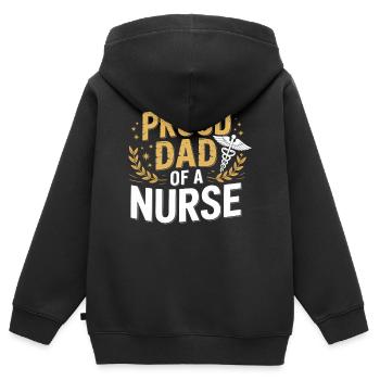 Père fier d’un soignant - Sweat Premium à capuche zippé enfant bio - noir - Dos - AI Model Kid Male (0cm)