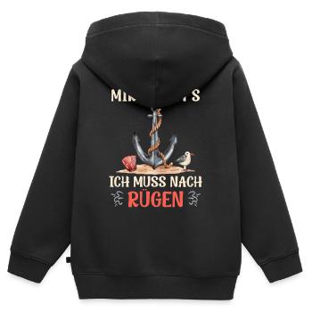 Insel Rügen MIR REICHT'S ICH MUSS NACH RÜGEN - Kinder Premium Organic Zip Hoodie - Schwarz - Hinten - AI Model Kid Male (0cm)