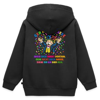 Jubel | Konfetti | Geh an die Theke | Kostüm - Kinder Premium Organic Zip Hoodie - Schwarz - Hinten - AI Model Kid Male (0cm)