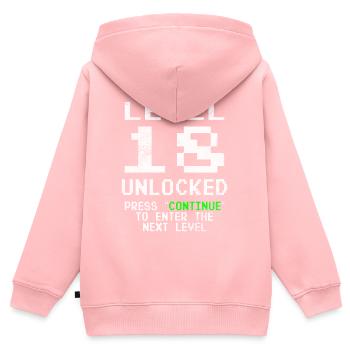 Level 18 Unlocked - Kinder Premium Organic Zip Hoodie - Rosa - Hinten - AI Model Kid Female (0cm)