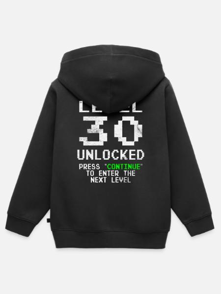 Level 30 unlocked - Kinder Premium Organic Zip Hoodie - Schwarz