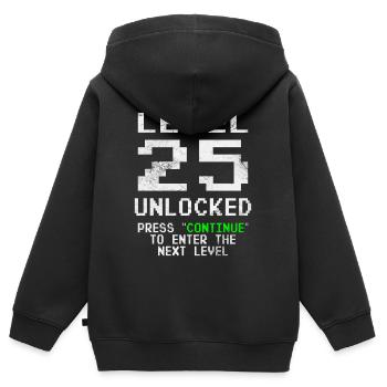 T-shirt déverrouillé niveau 25 Chemise du 25e anniversaire - Sweat Premium à capuche zippé enfant bio - noir - Dos - AI Model Kid Male (0cm)