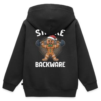 Lebkuchenmann STARKE BACKWARE Lustiges - Kinder Premium Organic Zip Hoodie - Schwarz - Hinten - AI Model Kid Male (0cm)
