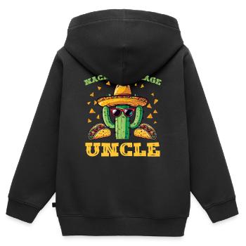 Cactus avec sombrero et tacos - Sweat Premium à capuche zippé enfant bio - noir - Dos - AI Model Kid Male (0cm)
