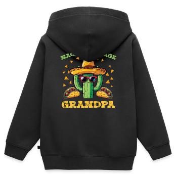 Cactus Macho Grandpa Taco Sombrero - Sweat Premium à capuche zippé enfant bio - noir - Dos - AI Model Kid Male (0cm)
